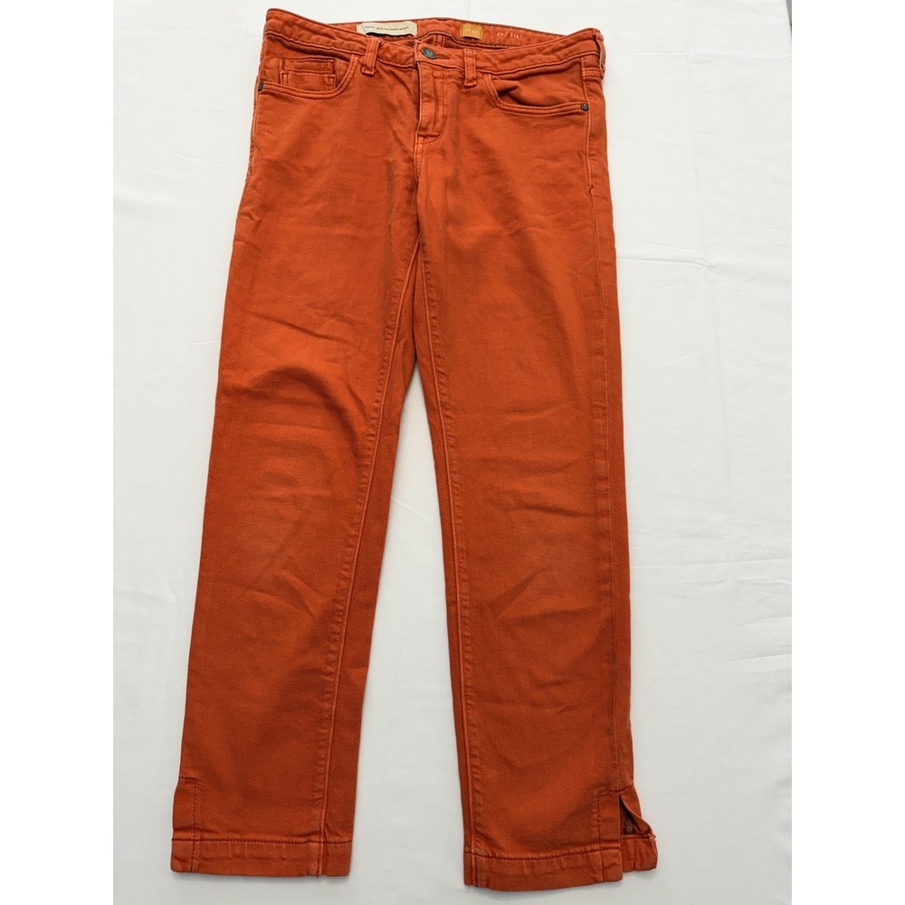 Pilcro And The Letterpress Straight Jeans Womens 27 Orange Mid Rise 30x28.5
